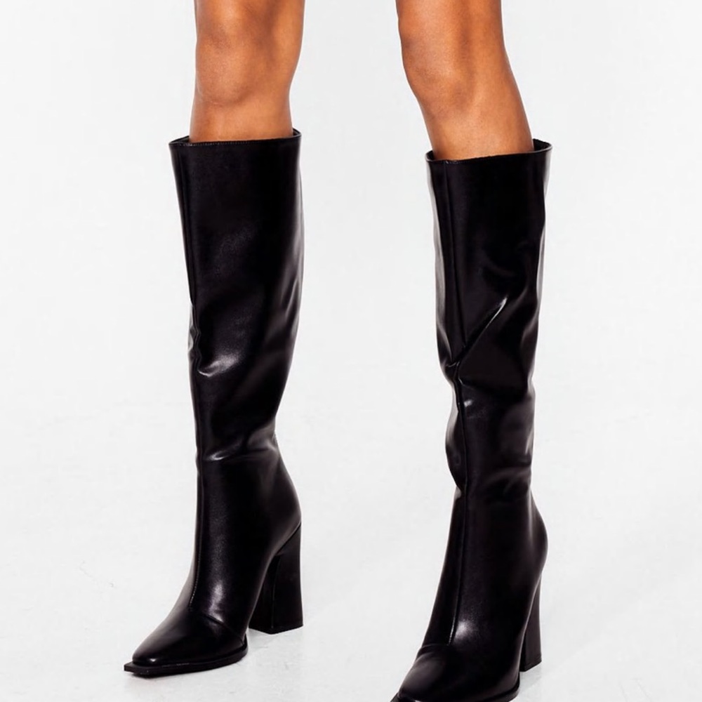 knee high faux leather boots